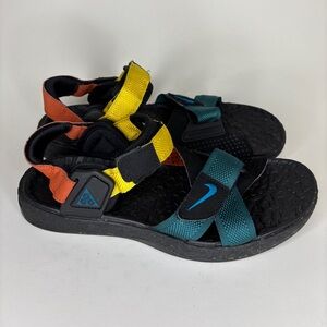 Nike ACG Air Deschutz Sandals Mens Size 8 Black Orange Green Outdoor DC9093-300